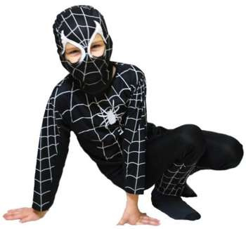 Strój kostium Spiderman pająk 3-4 lata S - Czarny 