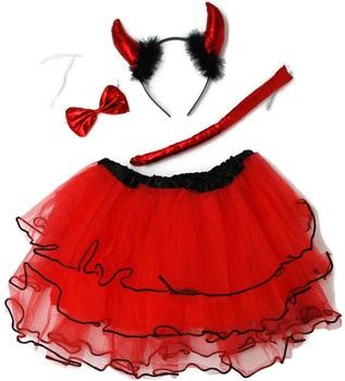 Strój na bal DIABEŁ opaska ogon spódnica (S54* P101)