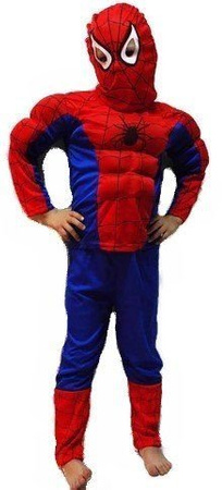 SPIDERMAN z MIĘŚNIAMI strój kostium 4-6 lata mięśniak M 