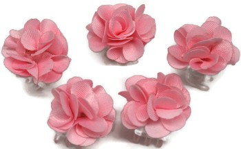Różowe spinki do włosów kwiat komunia krab 5szt S.38
