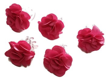 Różowe spinki do włosów kwiat komunia krab 5szt S.40