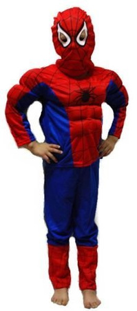 SPIDERMAN z MIĘŚNIAMI strój kostium 7-8 lata mięśniak L 