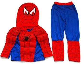 SPIDERMAN z MIĘŚNIAMI strój kostium 4-6 lata mięśniak M 