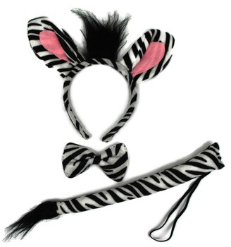 Strój przebranie na bal opaska ogon muszka ZEBRA S55