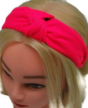 Szeroka opaska do włosów węzeł supeł różowa F1