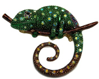 Broszka ozdoba agrafka KAMELEON cyrkonie R37