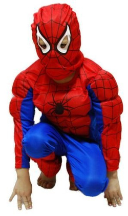 SPIDERMAN z MIĘŚNIAMI strój kostium 7-8 lata mięśniak L 